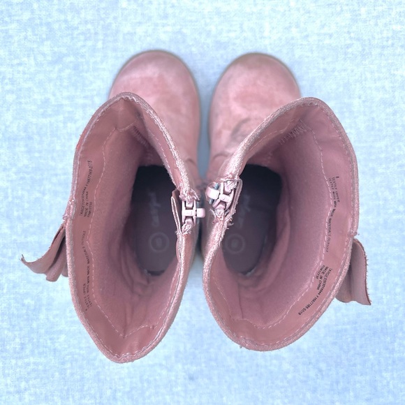 Cat & Jack Faux Suede Boots in Dusty Rose Pink with Ruffles Size 8 - Picture 4 of 10